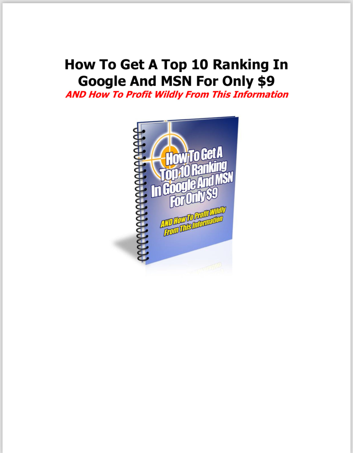 How To Get A Top 10 Ranking In Google And MSN For Only $9