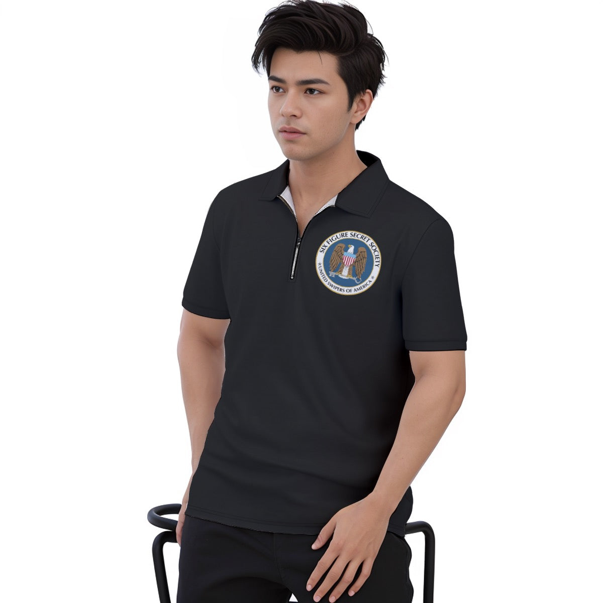 Six Figure Family Polo Shirt w. Zipper