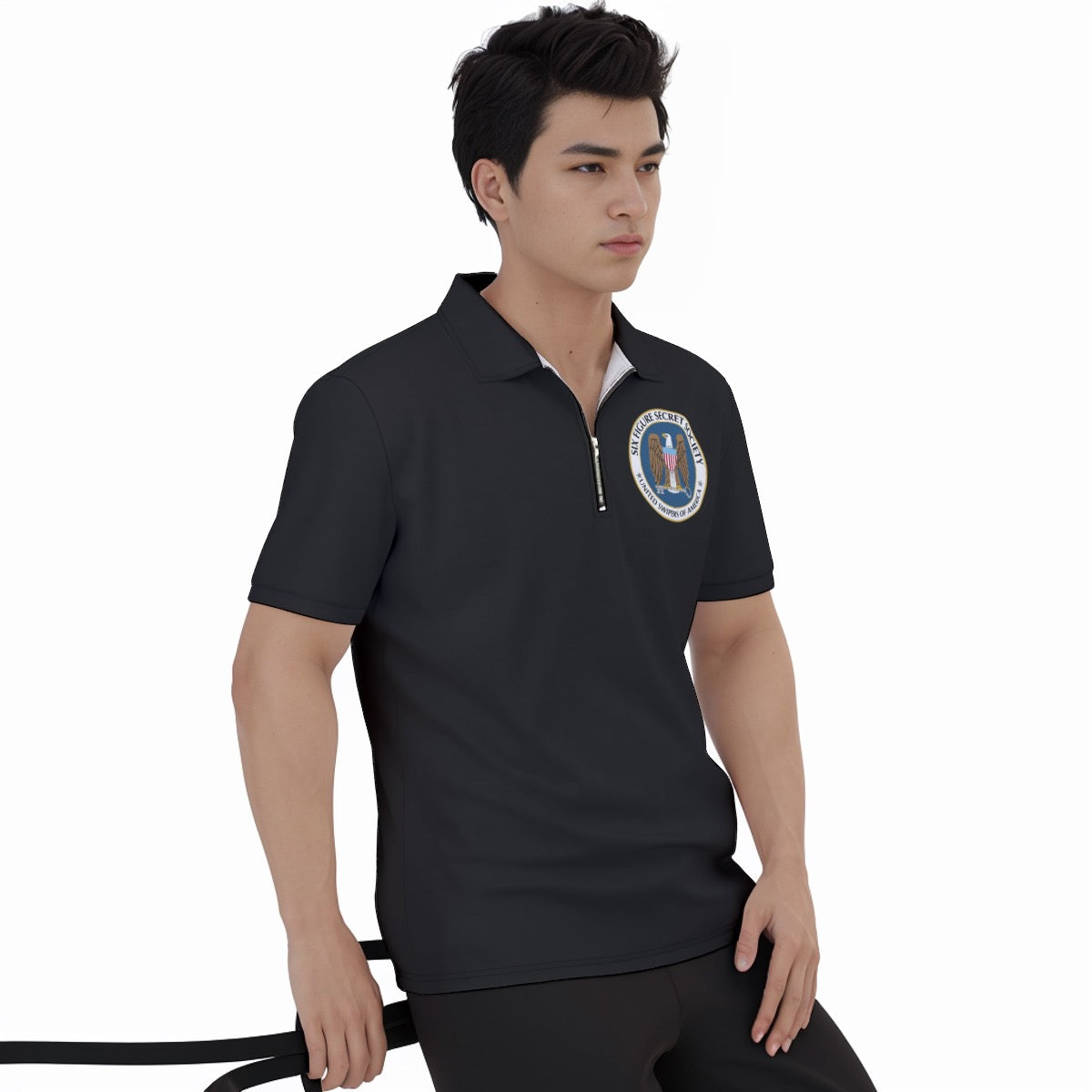 Six Figure Family Polo Shirt w. Zipper